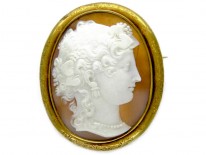 Victorian 18ct Gold Shell Cameo of a Classical Ladies Head