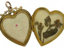 Heart-Shaped Gold Locket with Garnet & Pearl Decorative Features