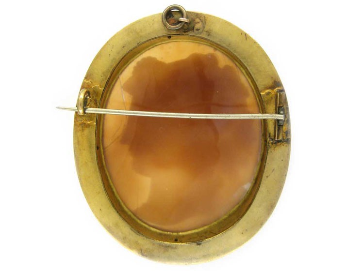 Victorian 18ct Gold Shell Cameo of a Classical Ladies Head