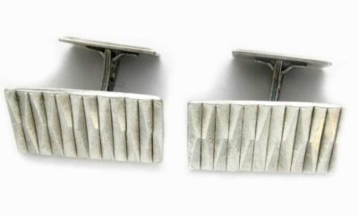 Silver Geometric Design Cufflinks