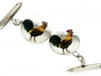 Silver & Enamel Rooster Cufflinks