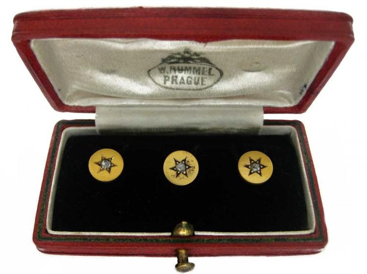 18ct Gold & Diamond Star Design Dress Studs