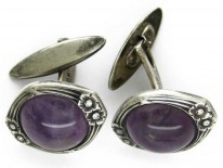 Amethyst & Silver Cufflinks