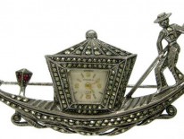 1950s Marcasite & Silver Gondola Watch Brooch