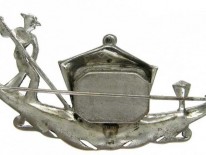 1950s Marcasite & Silver Gondola Watch Brooch