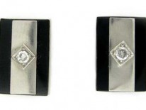 18ct White Gold, Onyx & Diamond Cufflinks