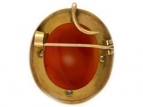 French 19th Century 18ct Gold Carved Hardstone Cameo of Lady's Head