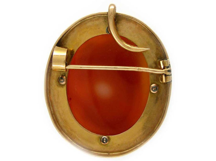 French 19th Century 18ct Gold Carved Hardstone Cameo of Lady's Head