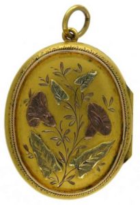 Victorian 15ct Three Colour Gold Oval Locket