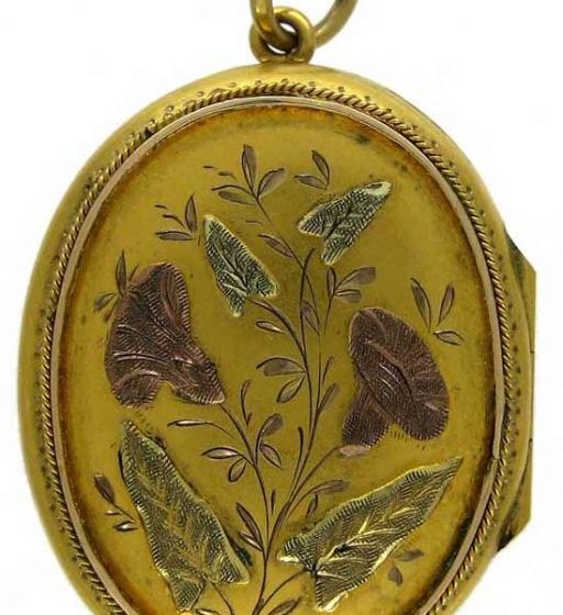 Victorian 15ct Three Colour Gold Oval Locket
