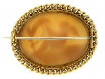 Victorian 18ct Gold, Carved Shell Cameo of a Cherub in a Boat