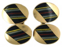 9ct Gold & Enamel Oval Cufflinks