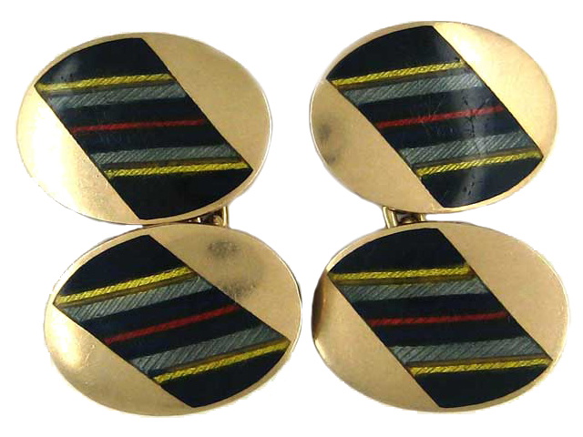 9ct Gold & Enamel Oval Cufflinks