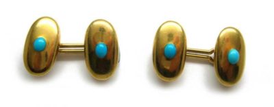 18ct Gold & Turquoise Oval Cufflinks