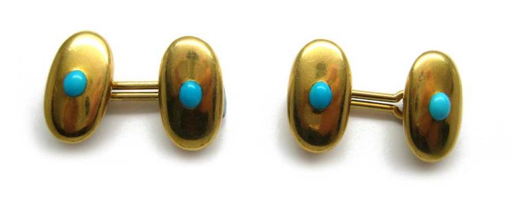 18ct Gold & Turquoise Oval Cufflinks