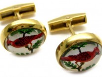 18ct Gold & Intaglio Bird Cufflinks