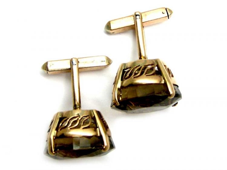 Large Smoky Quartz Cufflinks