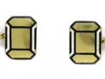 Art Deco 18ct Gold, Black & White Enamel Cufflinks