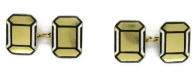 Art Deco 18ct Gold, Black & White Enamel Cufflinks
