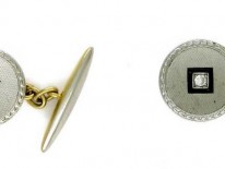 Platinum & Diamond Round Cufflinks