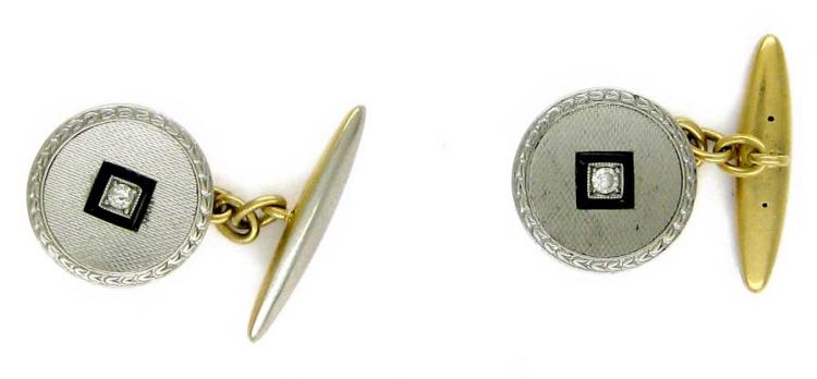 Platinum & Diamond Round Cufflinks