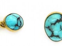 Turquoise Matrix & 18ct Gold Cufflinks