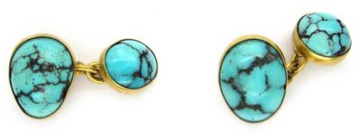 Turquoise Matrix & 18ct Gold Cufflinks