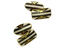 18ct Gold, Blue & White Enamel Cufflinks