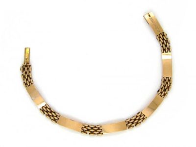 Early 20th Century 15ct Gold Plain & Decorated Bracelet by Deakin & Francis