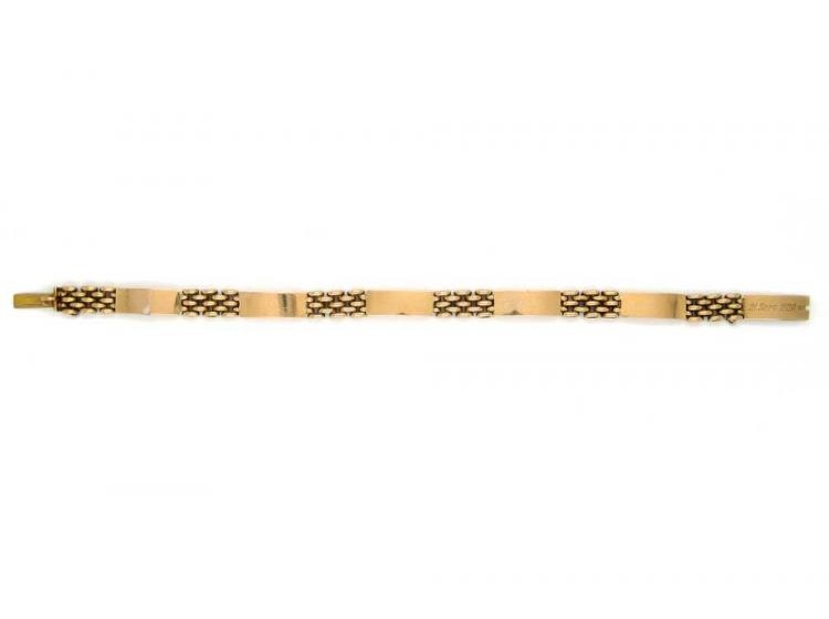 Early 20th Century 15ct Gold Plain & Decorated Bracelet by Deakin & Francis