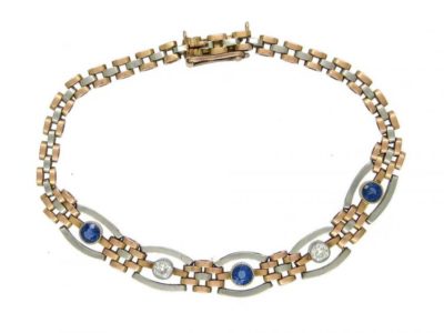 15ct Gold & Platinum, Sapphire & Diamond Gate Bracelet