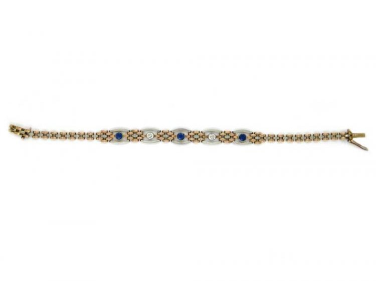 15ct Gold & Platinum, Sapphire & Diamond Gate Bracelet