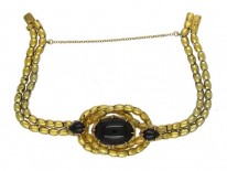 Victorian 18ct Gold & Cabochon Garnet Bracelet