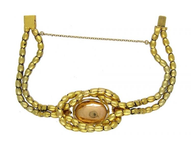 Victorian 18ct Gold & Cabochon Garnet Bracelet