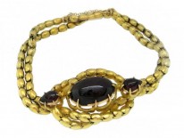 Victorian 18ct Gold & Cabochon Garnet Bracelet
