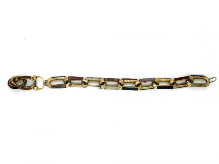 Victorian 9ct Gold Scottish Links Bracelet set with Agates