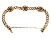 Edwardian 15ct Gold Curb & Knot Bracelet set with Almandine Garnets