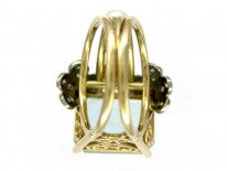 Aquamarine & Pearl Pinky Ring