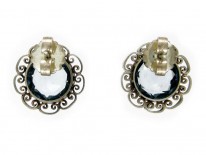 Silver & Blue Glass Earrings
