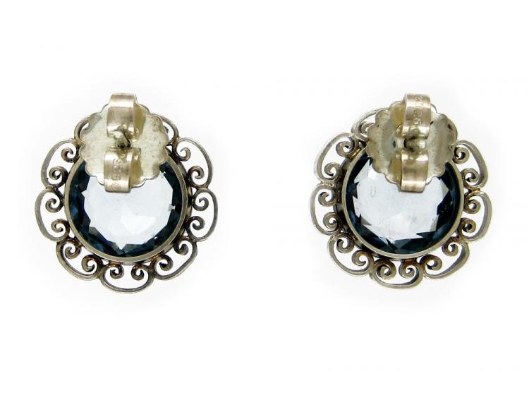 Silver & Blue Glass Earrings