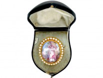 French Enamel & Pearl Brooch