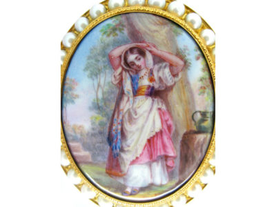 French Enamel & Pearl Brooch
