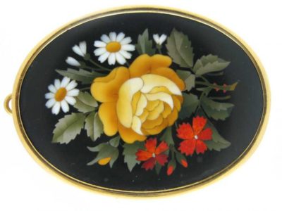 Pietra Dura Floral Brooch