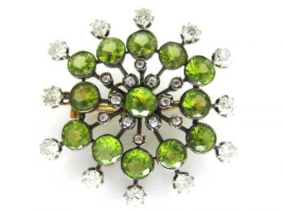 Edwardian Diamond & Peridot Brooch