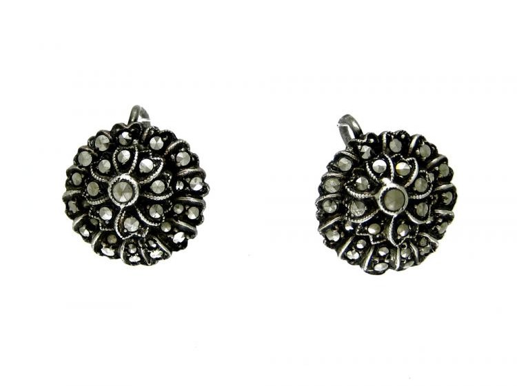 Marcasite Flower Design Earrings
