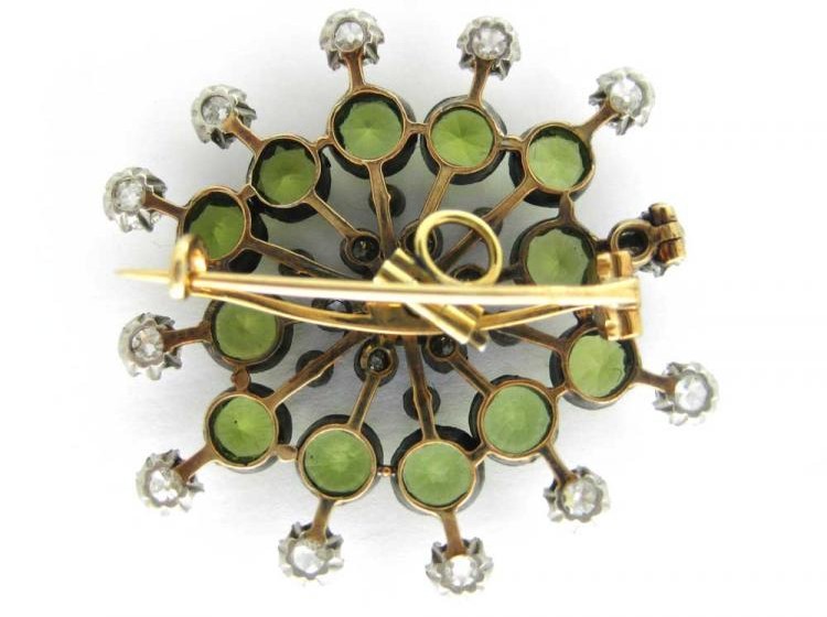 Edwardian Diamond & Peridot Brooch