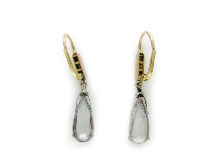 Aquamarine & Diamond Drop Earrings
