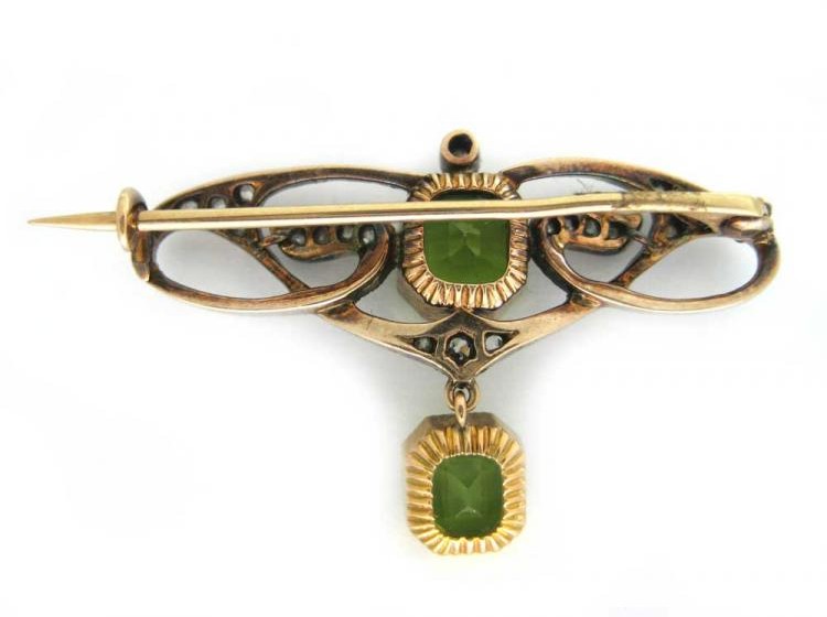 Peridot & Diamond Brooch