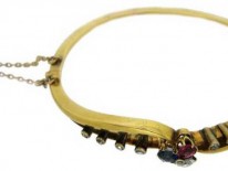 18ct Gold Diamond, Ruby, Sapphire Bangle