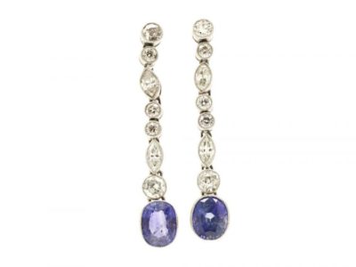 Diamond & Sapphire Drop Earrings